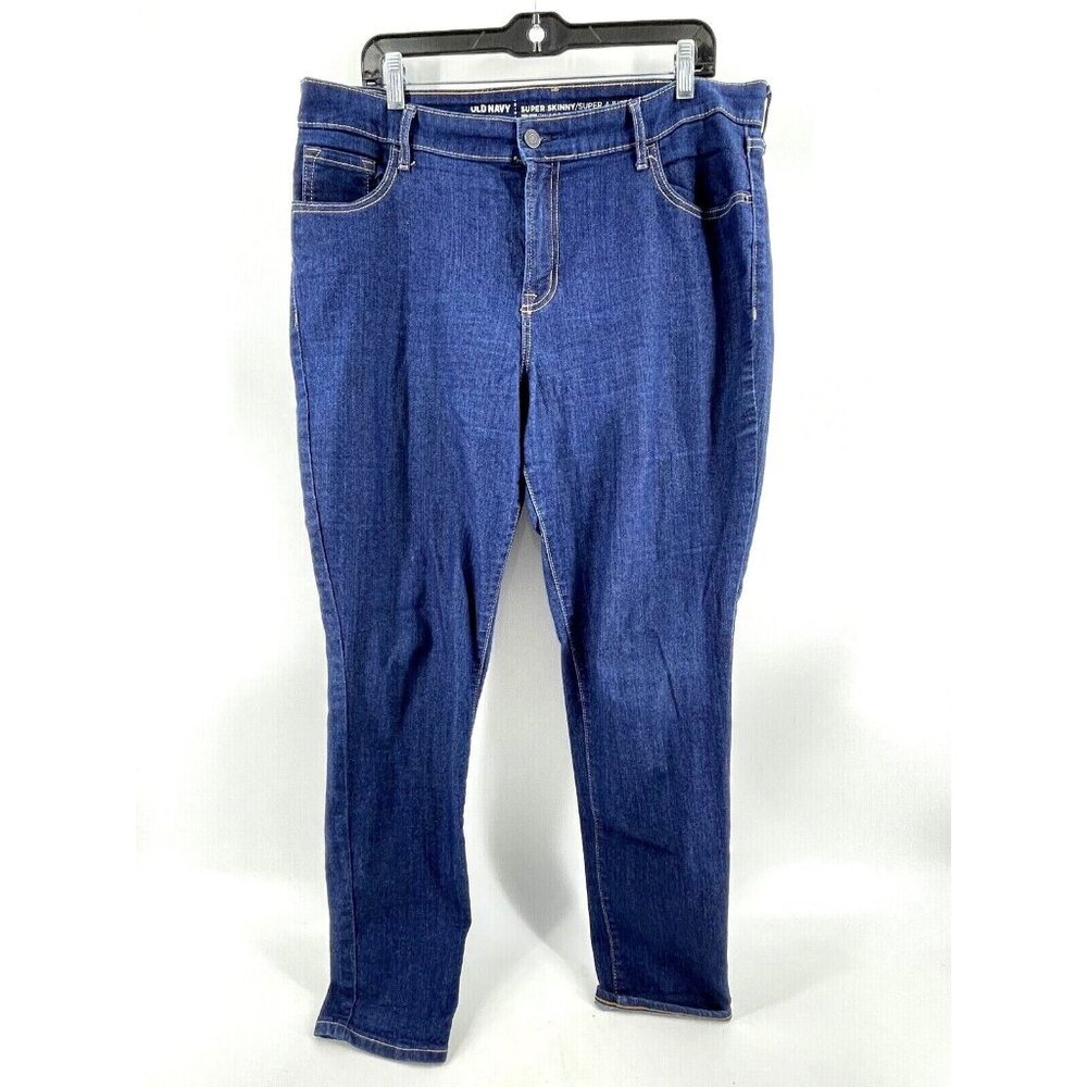 Old Navy Super Skinny Mid-Rise Women's Jeans Size 16 Regular Dark Wash Stretch